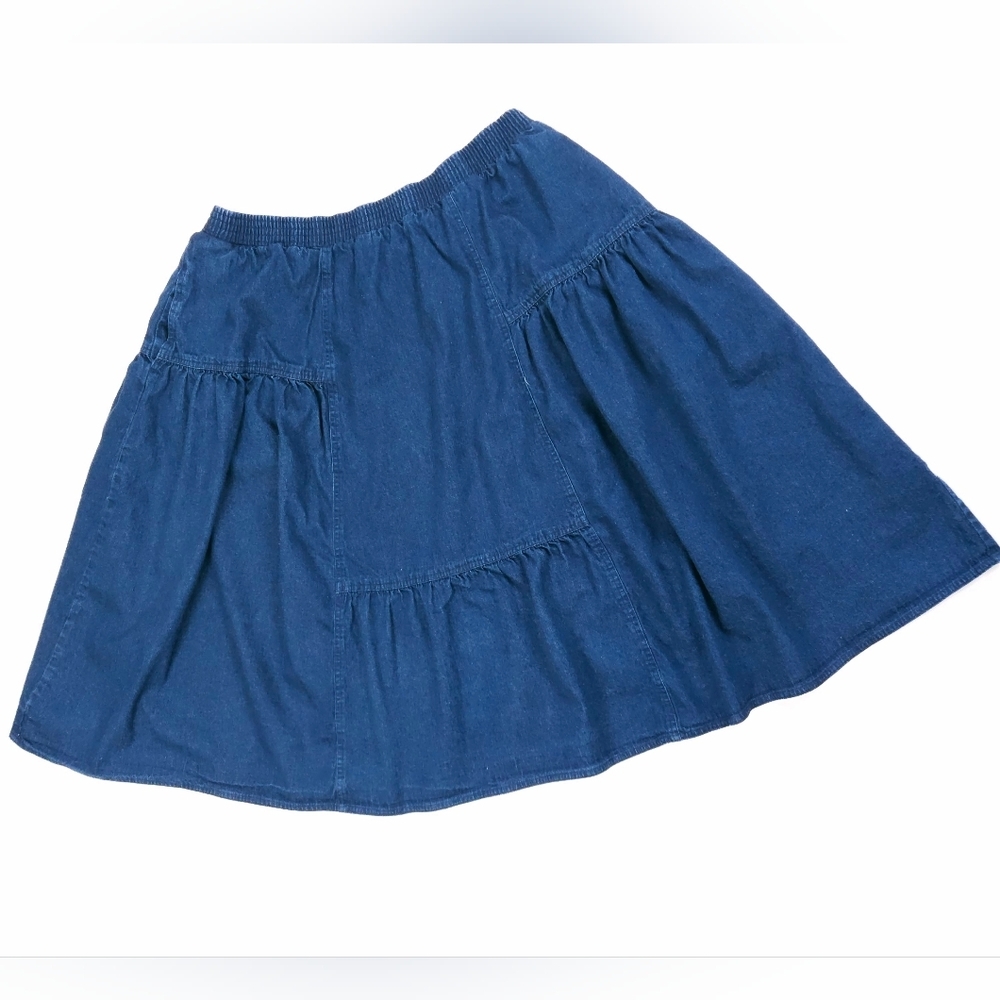 Sasson Vintage Dark Wash Blue Denim Prairie Skirt Women's 36 XL